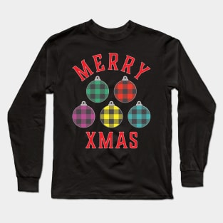 Merry Xmas Buffalo Plaid Ornaments Long Sleeve T-Shirt